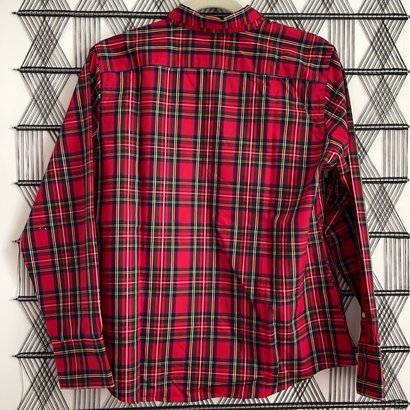 Lands' End No Iron Supima Red Tartan Plaid Long Sleeve Button up Shirt Size 12P - Picture 2 of 7